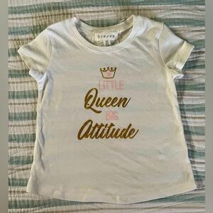NWOT toddler girl “Little Queen Big Attitude” white shirt size 3T by btween